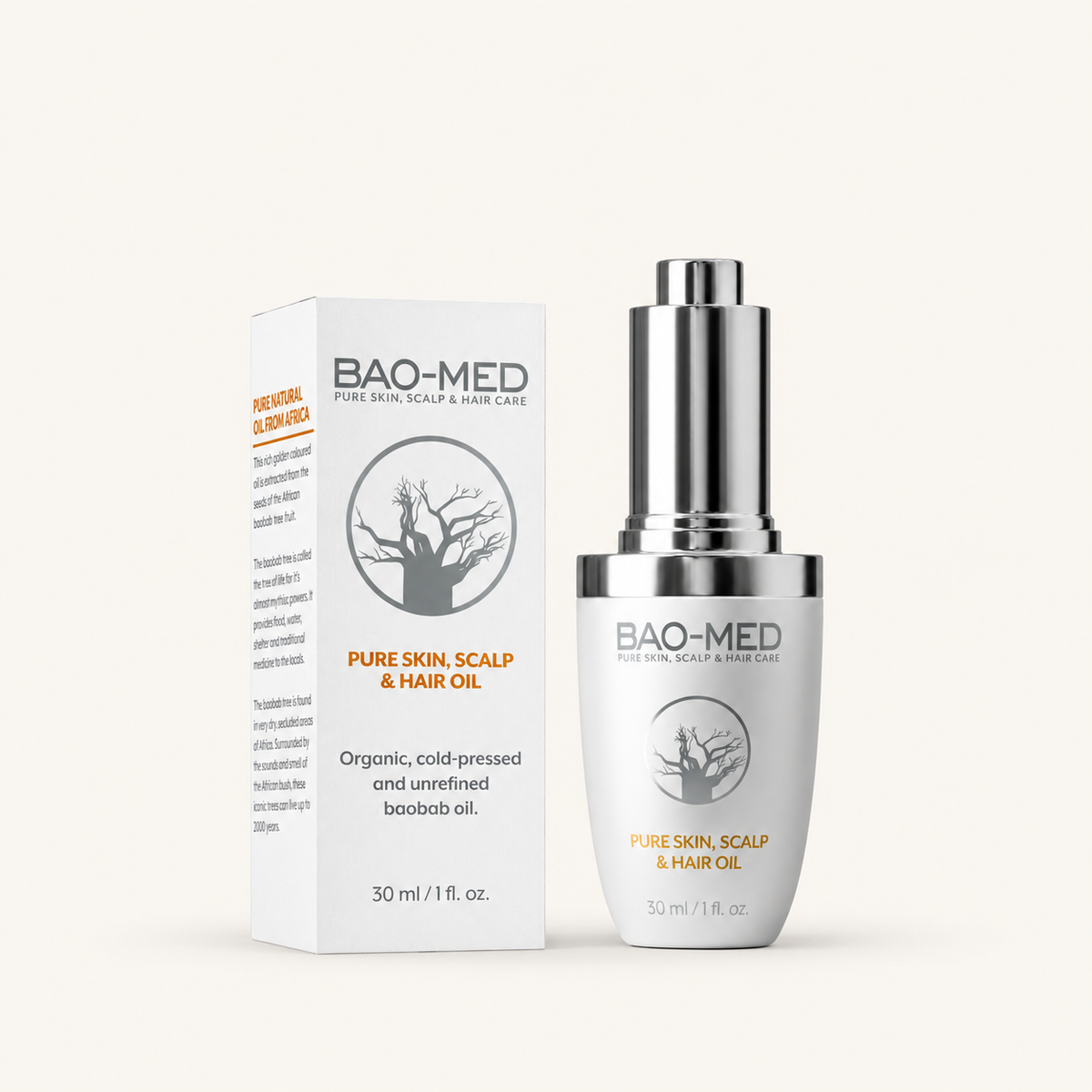 Bao-Med Pure Skin, Scalp & Hair Oil 30ml | Organic Baobab Oil